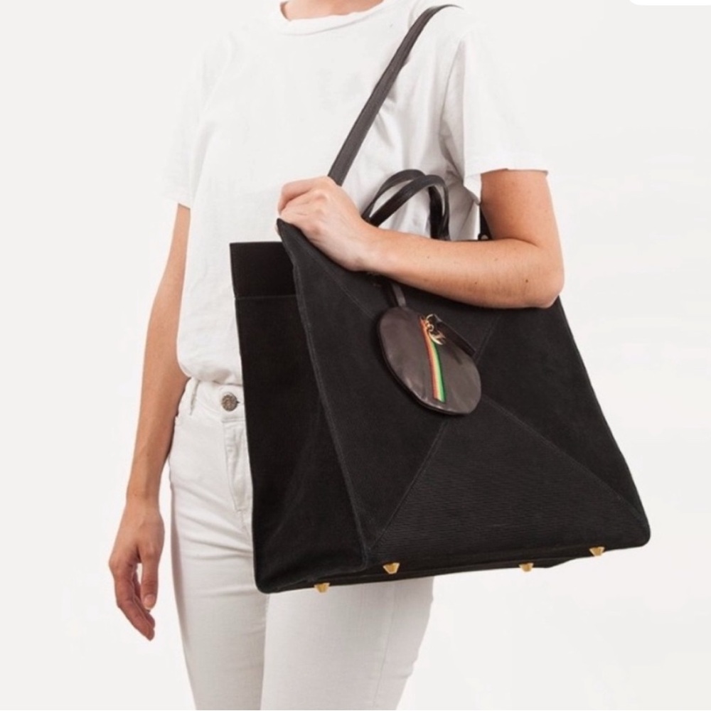 Clare V Black Tote with Gold Accents